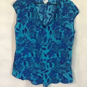 Aqua and blue sleeveless top
